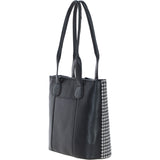 Ashwood Leather & Harris Tweed® Cloth Genuine Leather Shoulder Bag Black/White: TW-23-012-BW