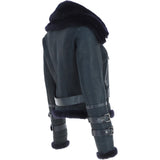 Womens Aviator Shearling Leather Jacket Ombre Blue: KB-451 DC