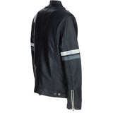 Men's Ashwood Leather Casual Jacket with Contrast Stripes Black: AWM-260