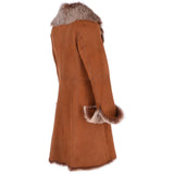 3/4 Length Toscana Suede Leather Coat Tan: KB 466