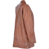 Womens Single Breasted Oversized Leather Coat Cognac/app: IVONNE 2