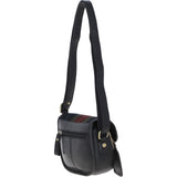 Ashwood Leather & Harris Tweed® Cloth Saddle Bag Black/Green/Red: TW-26-07-BR