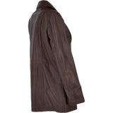 Womens Single Breasted Leather Coat Mid Brown/app: ESMARALDA