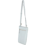 Ashwood Curve  Zip Top Leather Cross Body Bag Ice Grey: 64640/curve