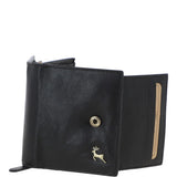 Women's Vintage Wash Leather Wallet Purse Black : G-41