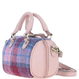 Ashwood Leather & Harris Tweed® Cloth Small Barrel Bag Baby-pink/Pink: TW-61-15-BP