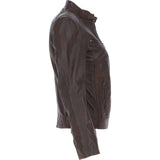 Leather Biker Jacket Aq Brown: G 2131