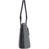 Ashwood Leather & Harris Tweed® Cloth Genuine Leather Shoulder Bag Black/White: TW-23-012-BW