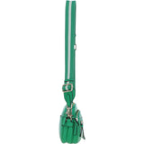Compact Twin Zip Ashwood Leather Crossbody Bag Green: X-35