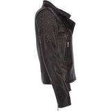 Ladies Vegetable Tanned Leather Studded Biker Jacket Black: ZB 255