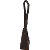 Tablet Friendly Medium Vintage Leather Messenger Bag Brown: Monti