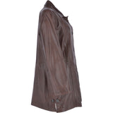 Womens Single Breasted Oversized Leather Coat Mid Brown/app: IVONNE 2