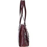 Velutto Eleganza' Zip Mid Section Real Leather Shoulder Bag Bordo/croc: 52234