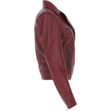 Ladies Ashwood Leather Biker Jacket Burgundy: AWL-1991