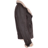 Womens Luxury Shearling Jacket Brown/Cream: P-47
