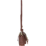Ashwood Leather & Tweed Small Satchel Bag with Twist Lock Tan/Green Check: TW-33-010-TGNH