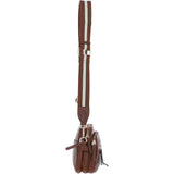 Compact Twin Zip Ashwood Leather Crossbody Bag Tan: X-35