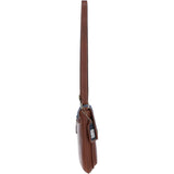 Ashwood Leather & Harris Tweed® Cloth Twist Lock Crossbody Bag Tan/Navy: TW-31-011-TN