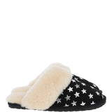 Women's Classic  Suede Sheepskin Slippers Black/Silver: FEN-LADIES SLIPPERS