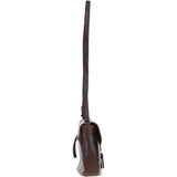 Leather Flap-Over Crossbody Bag Brown: Violet