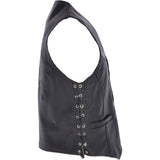 Men's Leather Embossed Laced Waistcoat Black: W/COAT SKULL