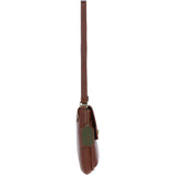 Ashwood Leather & Tweed Twist Lock Crossbody Bag Tan/Green Check: TW-31-010-TGNH