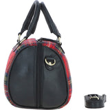 Ashwood Leather & Harris Tweed® Cloth Medium Barrel Bag Black/Red: TW-62-14-BR