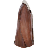 Men’s Trapper Leather Jacket with Faux Fur Lining Cognac: ELMS
