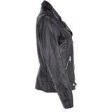 Leather Biker Jacket Black: RUTH