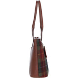 Ashwood Leather & Harris Tweed® Cloth Genuine Leather Shoulder Bag Tan/Green/Red: TW-23-08-TR