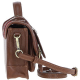 Ashwood Leather & Harris Tweed® Cloth Mini Satchel Bag with Twist Lock Tan/Red: TW-32-08-TR
