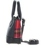 Ashwood Leather & Harris Tweed® Cloth Small Grab Bag Black/Red: TW-63-14-BR