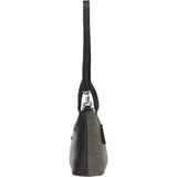 Versatile Ashwood Leather & Harris Tweed® Cloth Shoulder Bag Brown/Green: TW-22-09-BG
