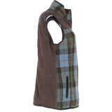 Ashwood Women's Country Tweed Check Waistcoat with Leather Trim Brown/Macleod: TW-702-01-BM