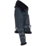 Womens Aviator Shearling Leather Jacket Ombre Blue: KB-451 DC