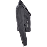 Short Leather Biker Jacket Black: 6617