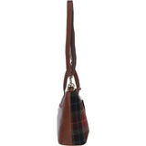 Versatile Ashwood Leather & Harris Tweed® Cloth Shoulder Bag Tan/Green/Red: TW-22-08-TR