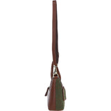 Ashwood Leather & Tweed Handbag with Removable Crossbody Strap Tan/Green Check: TW-21-010-TGNH