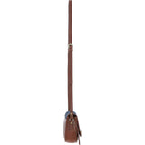 Ashwood Leather & Harris Tweed® Cloth Saddle Crossbody Bag with Twist Lock Tan/Navy: TW-30-011-TN
