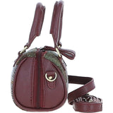 Ashwood Leather & Harris Tweed® Cloth X-Small Barrel Bag Wine/Mcload: TW-60-17-WM