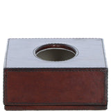 Elegant Ashwood Leather Tissue Box with Magnetic Bottom Chestnut: LF-116