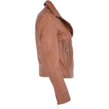 Twin Zip Fastening Leather Jacket  Cognac: ESTIMO
