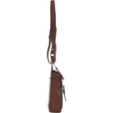 Ashwood Leather & Tweed Crossbody Bag Tan/Green Check: TW-24-010-TGNH