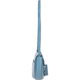 Leather Flap Shoulder Bag Avio Blue: Limerick