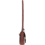 Leather Flap-Over Crossbody Bag Cognac: Violet