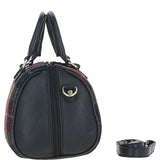 Ashwood Leather & Harris Tweed® Cloth Medium Barrel Bag Black/Green/Red: TW-62-07-BR