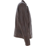 Mens Leather Biker Jacket Aq Brown: BR FONS-1