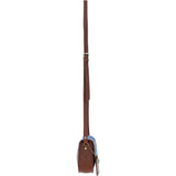 Ashwood Leather & Harris Tweed® Cloth Saddle Crossbody Bag with Twist Lock Tan/LT Blue: TW-30-05-TB