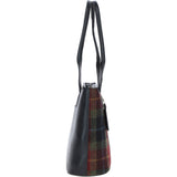 Ashwood Leather & Harris Tweed® Cloth Genuine Leather Shoulder Bag Black/Green/Red: TW-23-07-BR