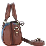 Ashwood Leather & Harris Tweed® Cloth X-Small Barrel Bag Tan/Purple: TW-60-13-TP